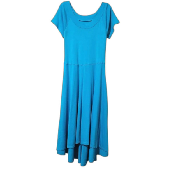 Soft Surroundings Maxi Dress Hi Low Short Sleeve Cotton Casual Blue‎ Stretch L - Picture 1 of 12